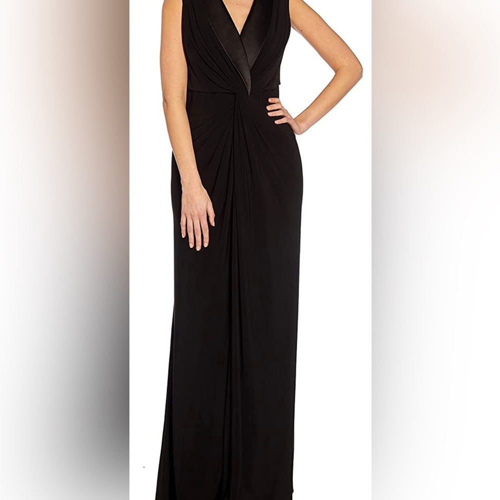 NWT Black Adrianna Papell jersey dress size 16 tuxedo style